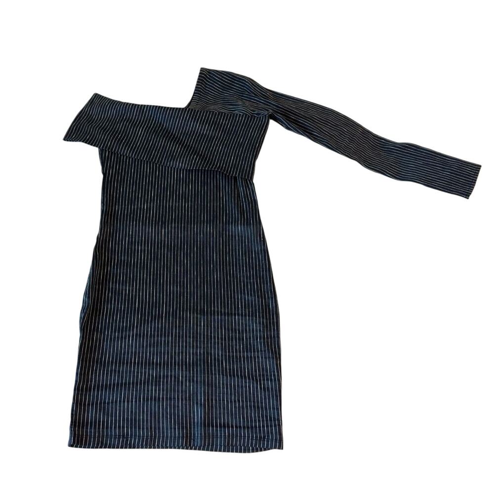 Beaufille Pinstripe One Shoulder Mini Dress - Picture 5 of 9